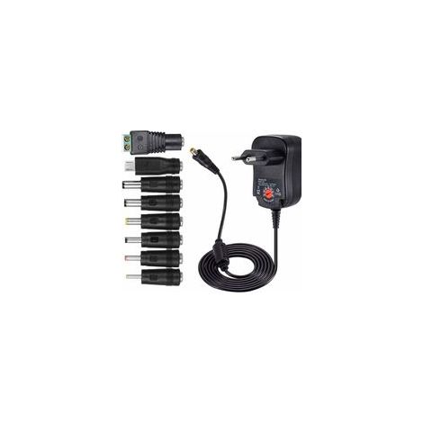 Alimentatore universale AC/DC da 12 W, 3 V, 4,5 V, 5 V, 6 V, 7,5 V, 9 V e 12 V con 8 porte adattatrici selezionabili, max. 1000 mA, cavo di ricarica da 115 cm - Crezuo