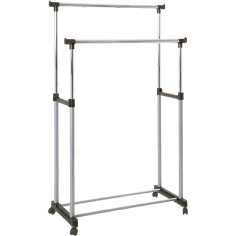 Portant à Vêtements Design "2 Tringles" 170cm Gris