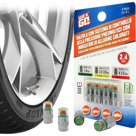 Tappi con indicatore di pressione per il pneumatico della tua auto con sensore di allerta (1/5)