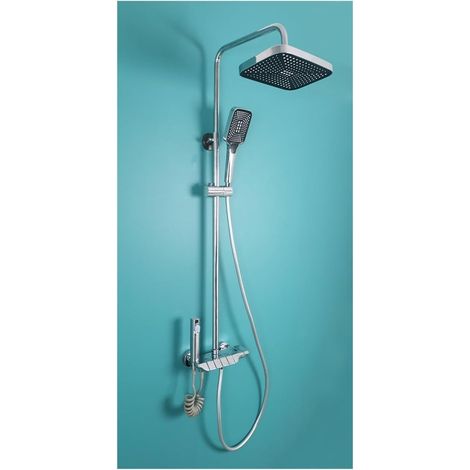 Ensemble de douche mitigeur thermostatique intelli LED ensemble de douche numérique salle de bain mitigeur chaud froid système de douche montage mural SPA pluie robinet de bain tête carrée moderne ( C (1/5)