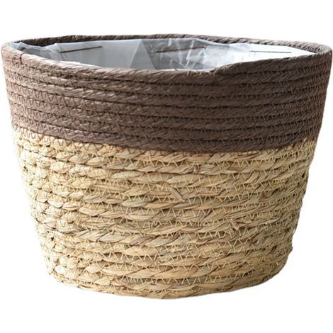 Panier en Rotin Naturel — Pot de Fleurs Grand Modèle XL (Diam. Supérieur 25 cm) — Pour Balcon, Bureau ou Décoration Urbaine — 1 Pièce