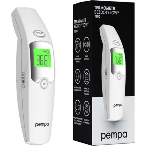 Thermometre Sans Contact - Plage Corps 34 0-42 2 C - Objets 0-100 C - Ecran Couleur - Memoire 30 Mesures - Alarme Fievre - 1 Unite