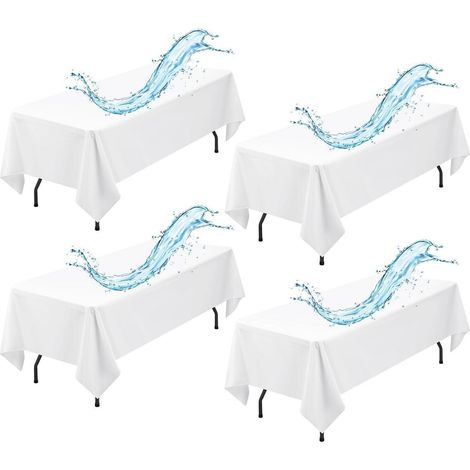 4er Pack Tischdecke Weiß 153x260 cm Wasserabweisend Polyester Rechteckig