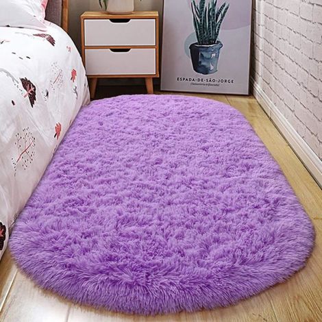 Tapis Ovale - 80 x 160 cm - Violet - Polyester - Pour Chambre Salon Salle À Manger - 1 Pièce (1/3)
