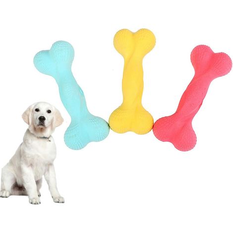 Dog Chew Toy Set of 3 TPR Bone Shapes, Reduces Boredom and Promotes Teeth Grinding During Chewing Play, Random Color (1/5)