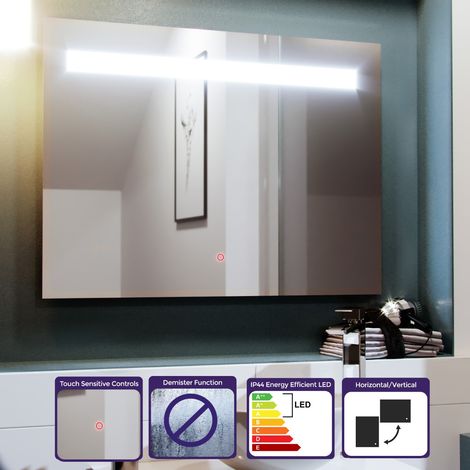 Bar LED 800mm x 600mm Straight Corner Bathroom Mirror (1/5)