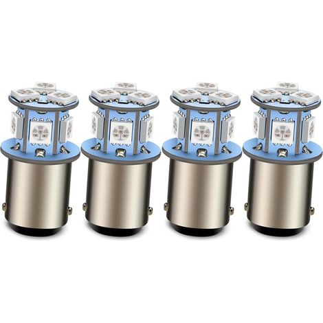 4-Pack ba15d 1142 LED ampoule rouge AC 6V - 30V 12V 1130 1176 ampoule RV 5050 8smd Ampoule LED pour le remplacement des feux de recul stop clignotants sans polarité