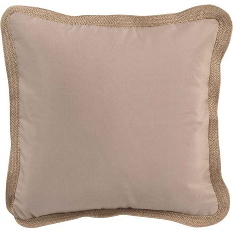 Coussin déhoussable en polycoton avec finition en jute Kelonia - Beige - 40 x 40 cm - Livraison gratuite (1/3)