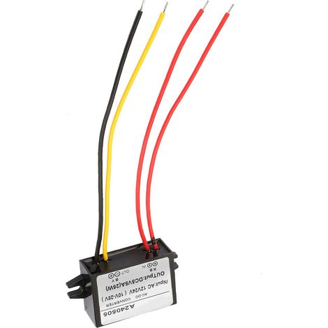 Convertisseur step-down AC 12V 24V vers DC 5V, module bloc alimentation, boîtier plastique ignifuge IP67, 1A/2A/3A/5A, pour écran auto caméra, 1 pièce (1/5)