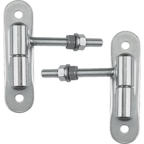 SOTECH Torangel mit Anschraubplatte Stahl verzinkt Torband Türband Torscharnier Hängescharnier Aufschraubband, Ø 27 mm M16 x 96 mm Tragkraft 250 kg pro Stück, 2 x