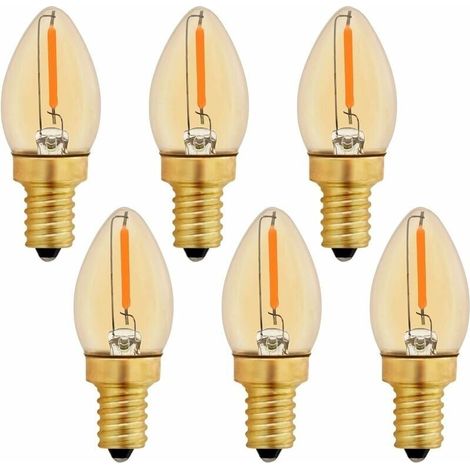 Bardusch-Ampoule LED C7 E12 220V, Ampoule Bougie Edison Vintage E12 0.5W Remplacement 5W, Ampoule à Filament LED E12 Ambre Ampoule Décorative Veilleuse, Blanc Chaud 2200K, Non Dimmable, Lot de 6 (1/5)