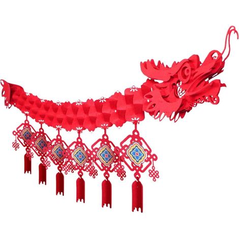 Dragon Chinois - Décoration Suspendue 3D Pour Nouvel An - 275 cm - Pour Salon Ou Fête - 12 Ornements - 1 Pièce (1/5)
