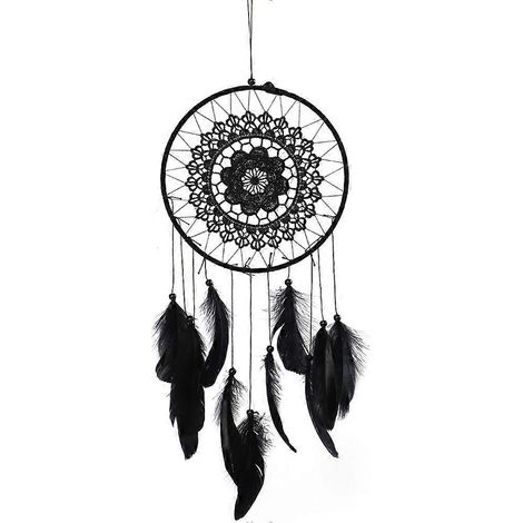 Décoration murale pour fête maison, attrape-rêves en dentelle avec plumes, pendentif bohème, cadeau original pour chambre (1/5)