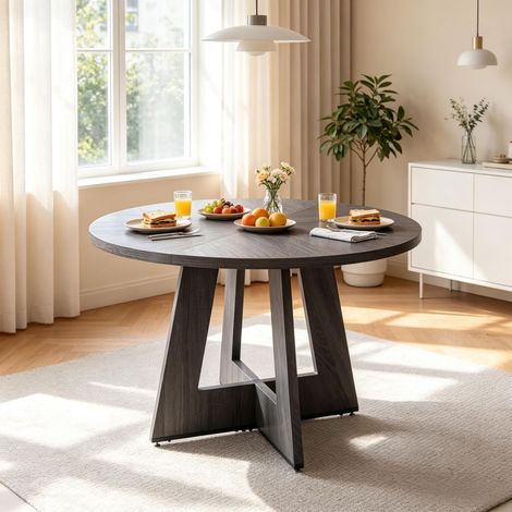 Table à manger ronde, table ronde polyvalente, table basse, idéale pour les repas partagés et les conversations (table à manger uniquement) (1/5)