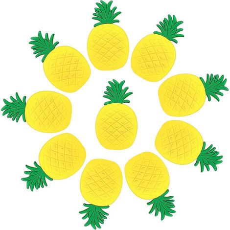 Lot de 10 aimants pour réfrigérateur en forme d'ananas, aimants décoratifs pour réfrigérateur, style tableau blanc-6.7X3.5cm-Yellow (1/3)