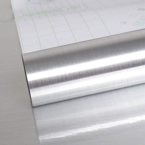 Silver Metal Effect Contact Paper 40cm x 300cm Waterproof for Kitchen Backsplash Countertop Cabinet Oil Resistant Aluminum Self-Adhesive Vinyl Roll for Removable Furniture (1/5)
