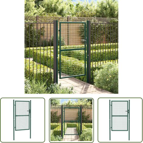 The Living Store Zauntor Stahl 100x150 cm Grün - Gartentor - Zaun - Stahltür - Zaunsystem - Außengarten (1/5)