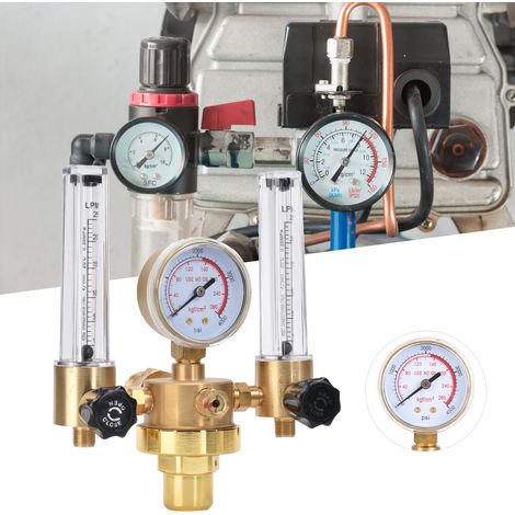 Régulateur de pression d'argon à double tube, débitmètre, réducteur de pression de gaz, filetage mâle G5/8 pour soudage (1/5)