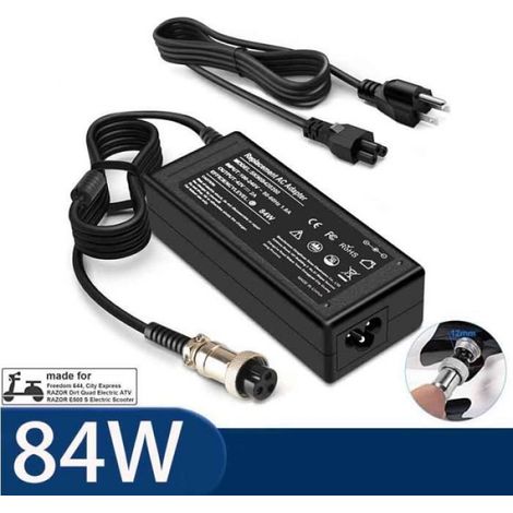 84W 36V Chargeur de Batterie Sortie 42v 2A ebike Recharge Trottinette Connecteur 3 Prong Inline 12mm GX16