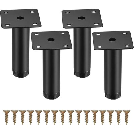 4 Pièces Pieds de Meuble, 8 cm/3,15 Pouces Pieds de Meubles Réglables, Pieds de Support en Fixation en Métal pour Meubles/Table/Chaise/Bureau/Cuisine/Armoire/Canapé (1/5)