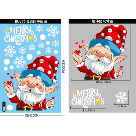 Autocollants Père Noël, décorations de Noël à exporter, autocollants pour portes vitrées, autocollants statiques rennes et bonhommes de neige, autocollants flocons de neige blancs pour fenêtres