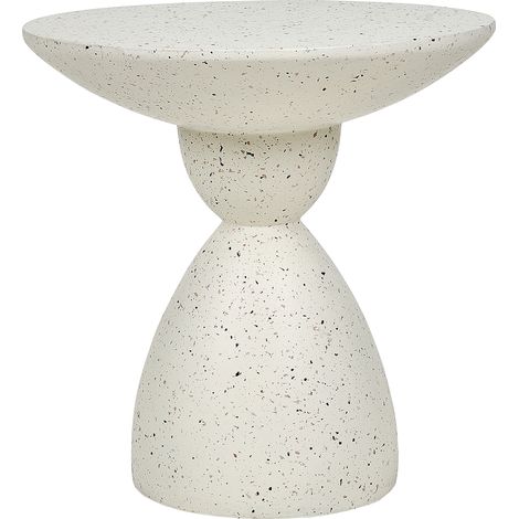 Mesa auxiliar MgO fibra de vidrio tablero redondo resistente a UV manchas óxido agua viento blanco con efecto terrazo Caffi (1/5)
