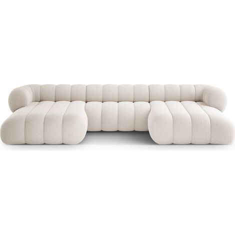 Canapé panoramique 6 places en chenille beige clair (1/5)
