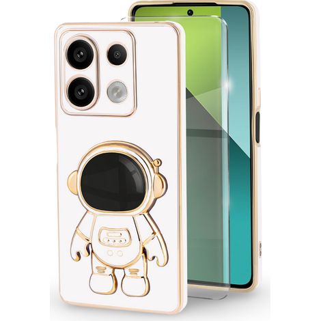 Schutzhülle für Xiaomi Redmi Note 13 Pro 5G, Astronautenmotiv, Weiß + 9H-Schutzglas (1/5)