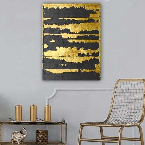 Tableau abstrait noir et or – style contemporain (1/3)