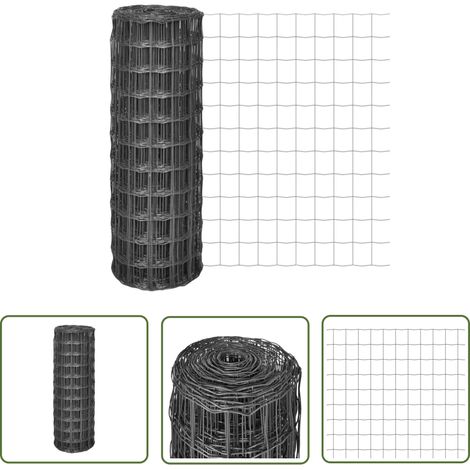 The Living Store Clôture euro Acier 25 x 1 m Gris - Clôture Euro - Clôture Acier - Clôture Décorative - Clôture Jardin - Clôture Poule (1/4)