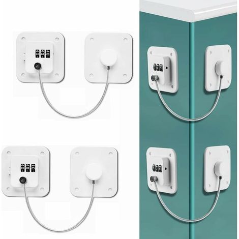 Serrure De Refrigerateur - Code 3 Chiffres - Adhesif Sans Perçage - Pour Refrigerateur Tiroir Armoire Fenetre Porte - 2 Unites