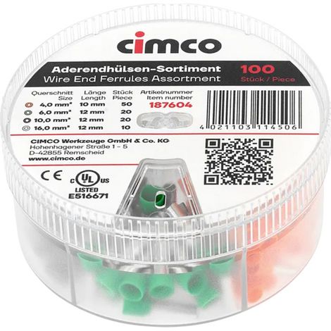 Cimco 187604 Aderendhülsen-Sortiment Teilisoliert 1 Set
