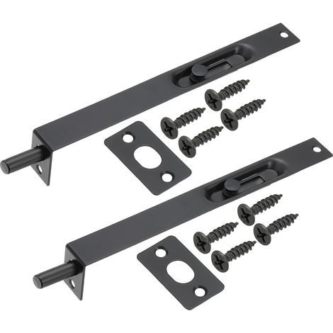 Lot de 2 boulons encastrés de 20,3 x 2,2 cm en laiton massif pour porte double,Loquet coulissant dissimulé en acier inoxydable pour portes coulissantes en bois, armoires, armoires (1/5)