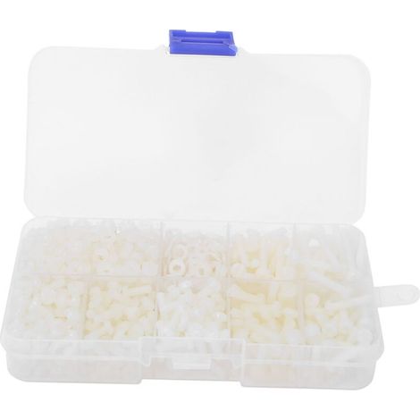 Kit de vis, écrous et rondelles en nylon M3 – 800 pièces, blanc, pour bricolage et assemblage (1/5)