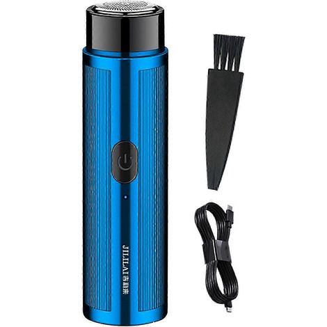 Mini rasoir électrique pour homme, rechargeable par USB, étanche, portable, pour le visage et la barbe, idéal pour les voyages et un usage quotidien (bleu). (1/5)