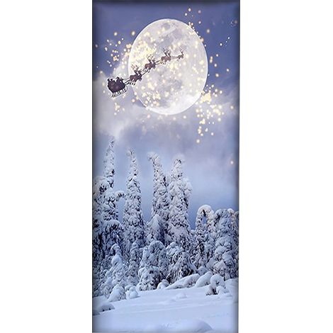 Habillage De Porte De Noël - Tissu Décoratif Pour Porte Intérieure Ou Extérieure - Motif Fête De Fin D Année - 1 Pièce (1/4)