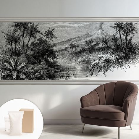 Papier peint intissé à motifs décoratifs pour salon chambre et bureau Décoration murale élégante avec colle Panorama exotique 250x104 cm (1/5)