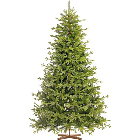 Sapin de Noël artificiel 220 cm – Abies bavariensis avec branches en PE – Aspect réaliste – Pied en bois massif – Fabriqué à la main en Europe – Fairytrees (1/5)