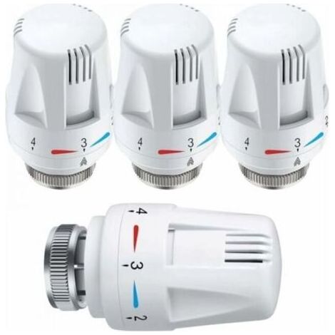 Kaelt - 4pc Tête Thermostatique, 4 Pièces Thermostat, Tête De Rechange De Valve De Radiateur Standard M30 X 1,5 Contrôle De La Température, Blanc (1/5)