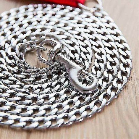 Beißfeste Hundeleine aus Eisenkette mit schnittfester Schaumstoffpolsterung, geeignet für kleine, mittlere und große Hunde. Metallkette: 3,5 mm Durchmesser, 1,8 m lang. (1/5)