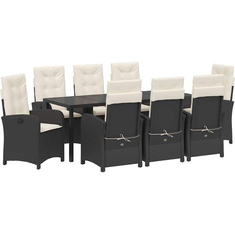Maison Exclusive - Set da Pranzo per Giardino con cuscino 9 pcs Nero polyrattan
