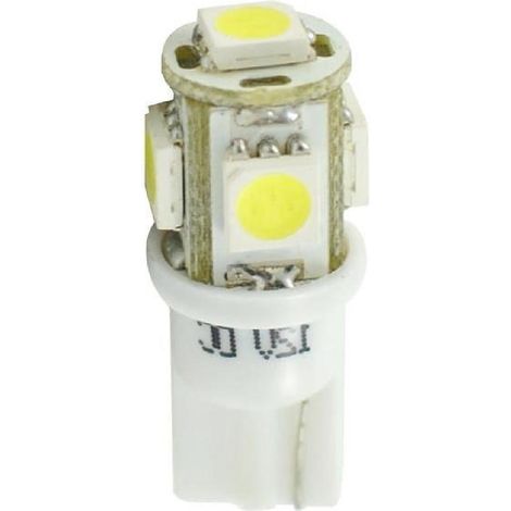AMPOULES LED X 2 T10 W5W 5LED SMD5050 BLANC 12V 0,60W