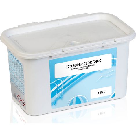 Cloro per piscina Azione Shock, 1 kg, pastiglie da 20g Nuova Formula