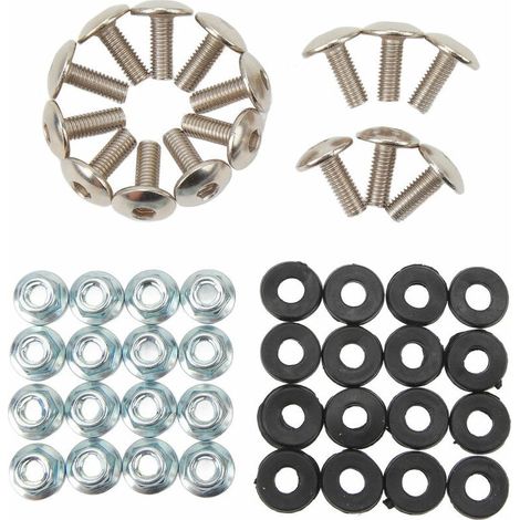 Kit de pernos, arandelas y tuercas para guardabarros KZQ, kit de sujetadores roscados M6 para ATV, quads y 4x4 de 50 cc, 70 cc, 90 cc, 110 cc y 125 cc (16 juegos)