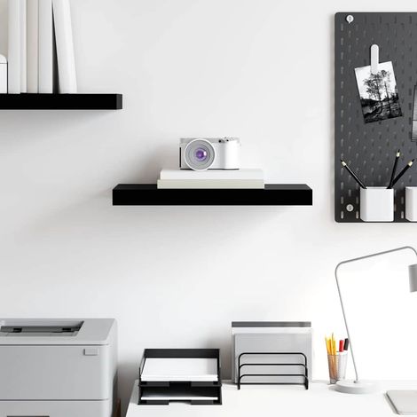 vidaXL Floating Wall Shelf High Gloss Black 50x23.5x3.8 cm MDF (1/5)