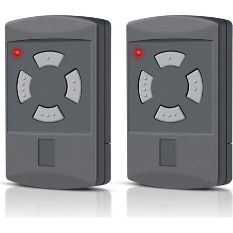 Set mit 2 Garagentor-Fernbedienungen – 40,685 MHz – Kompatibel mit Hörmann HSM4-40, HSM2-40, HS2-40, HS4-40, HSE2-40, HSE4-40, Graue Taste – 4 Kanäle