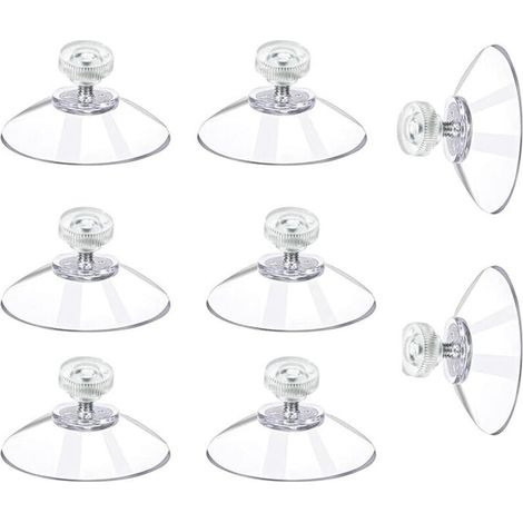 30 Piezas Ventosas Transparentes Ø 41 mm, de Plástico PVC con Rosca y Tuercas Moleteadas, Ventosas Roscadas sin Taladrar para Ventanas, Coches y Suspensiones (1/4)