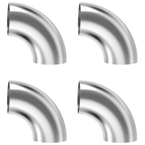 Stainless Steel Exhaust Pipe Elbow, 63mm OD 90 Degree Pipe Welding Elbow Exhaust Pipe Thickness 1.5mm, Car, Stair Rail (1/5)