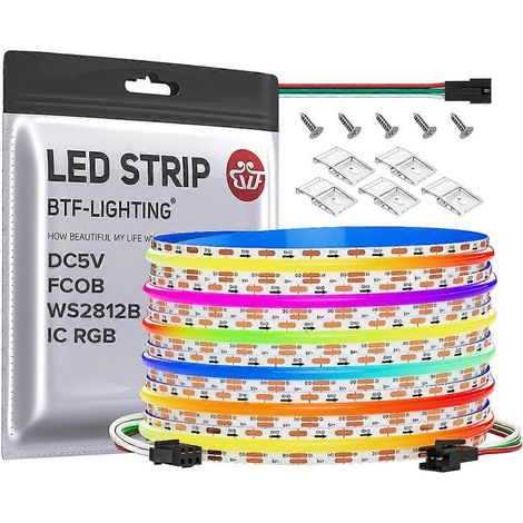 Bande LED RGB adressable individuellement 5 V CC WS2812B 160 pixels intelligents -3 m (1/4)