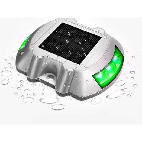 Plot solaire  6 LED - Aluminium moulé - IP68 étanche - Vert  2 pcs (1/5)